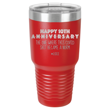 Happy 10th Anniversary Print Romantic Tumbler